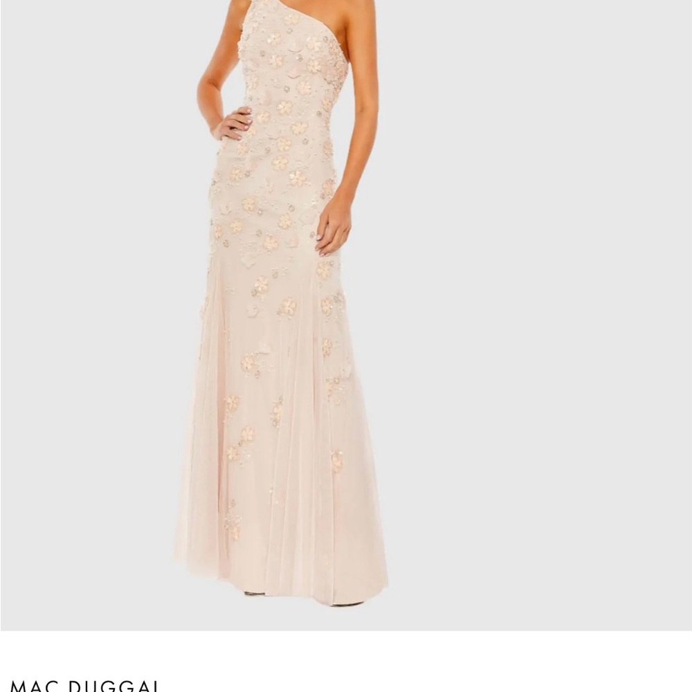 Mac Duggal One-Shoulder Floral Gown